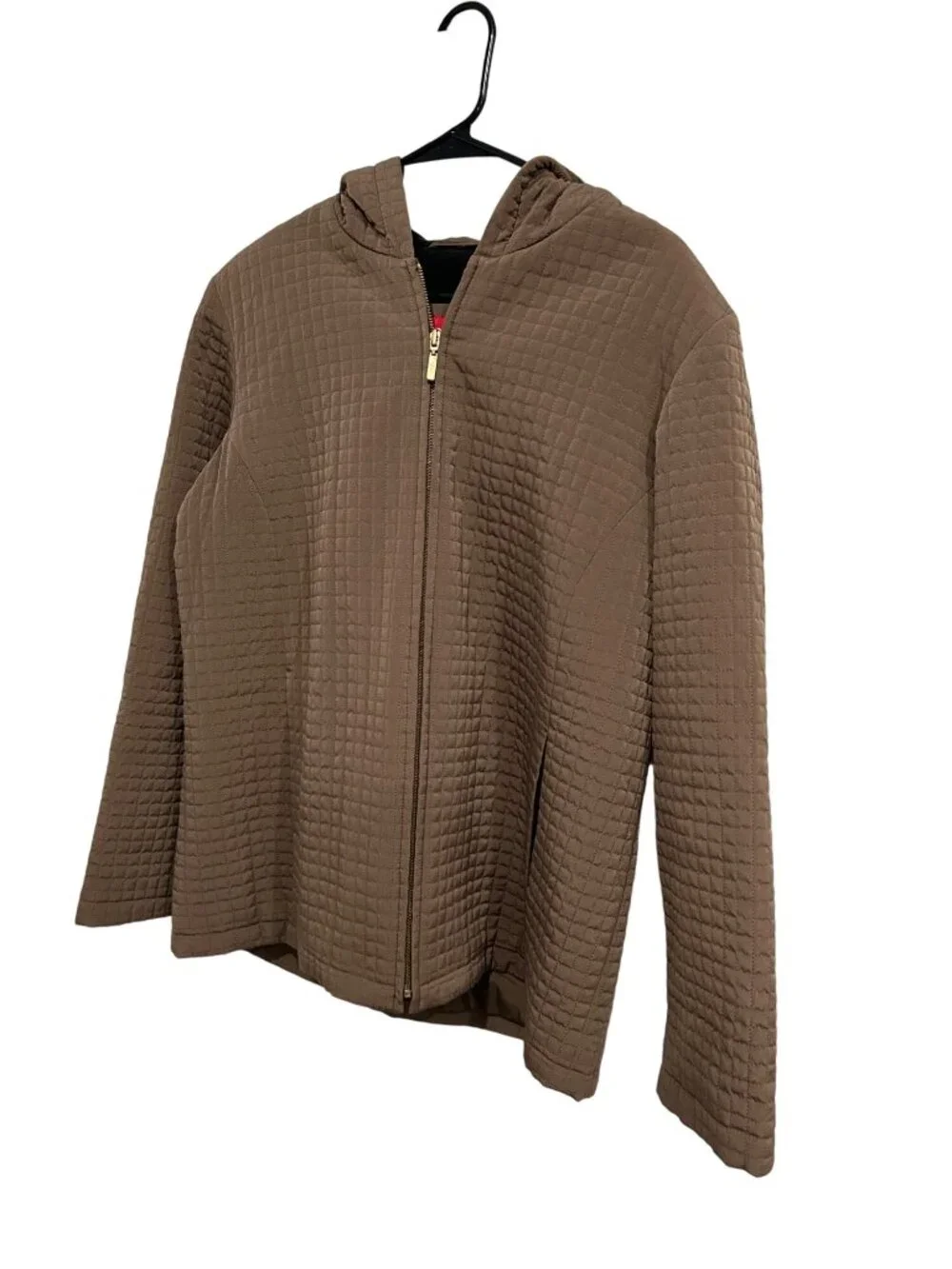Esprit Large Brown Quilted Hooded Jacket Fall Outerwear Cozy Casual Outdoors